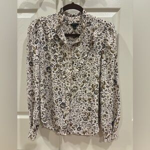 Ann Taylor Black and Brown Button Down Shirt